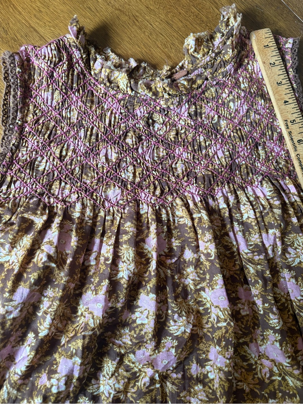 Free People Shea Printed Mini Dress in a brown and pink floral print, - Picture 10 of 10